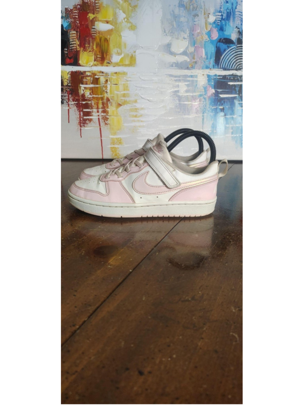 Nike All Day Play Shoes Youth Size 2.5Y Pink White Low Top Sneakers DV5457-105
